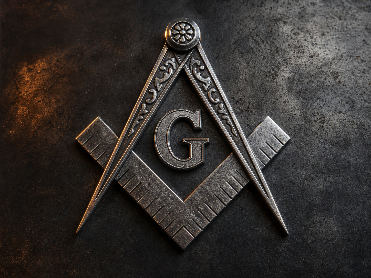 Hand-cast pewter square and compass emblem